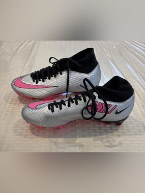 Nike Zoom Mercurial Superfly 9 Academy XXV FG/MG Silver-Pink Soccer Cleats 7.5
